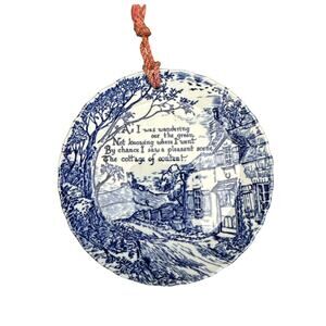 Vintage Staffordshire Blue and White Transferware 6” Plate Cottage of Content